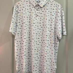 BURLEBO White Polo with Colorful Graphics